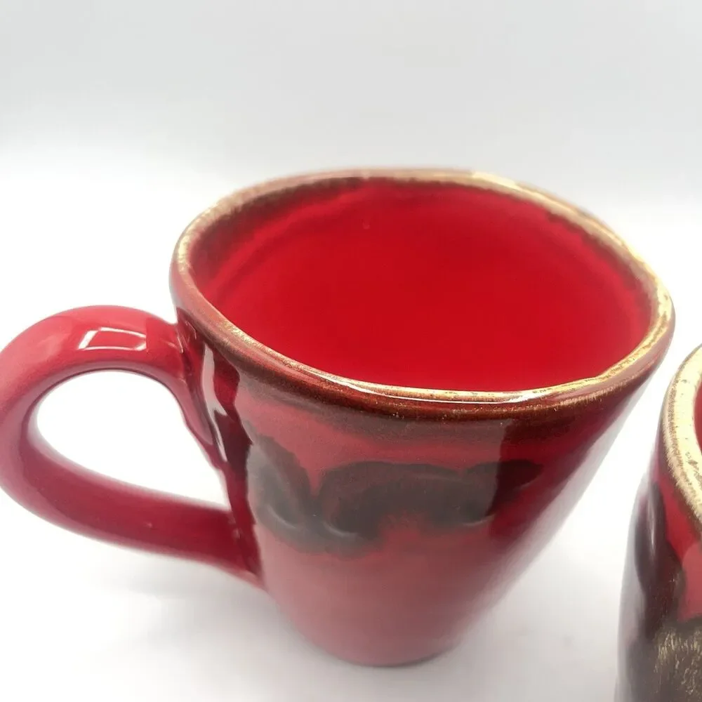 Pier 1 Vania Deep Red Mugs - Set Of 2